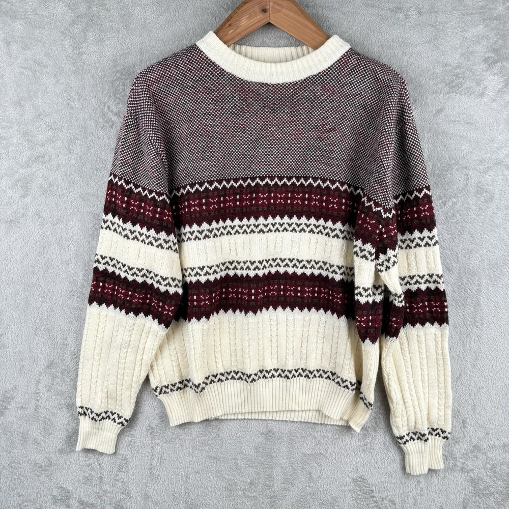 Rob Winter Fair Isle Sweater Womens XL Acrylic Nordic Apres Ski 70s Vintage